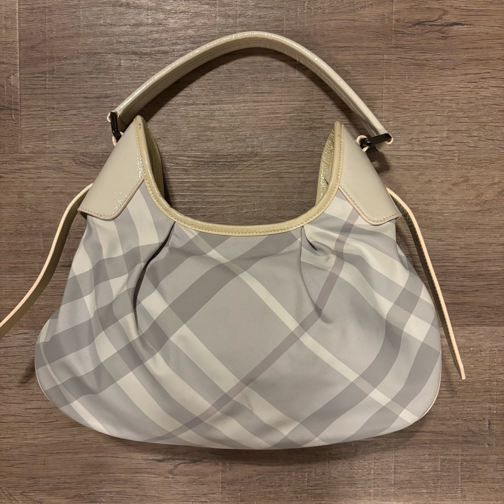 Burberry Ivory Beat Check Canvas Hobo Bag - Picture 2 of 15